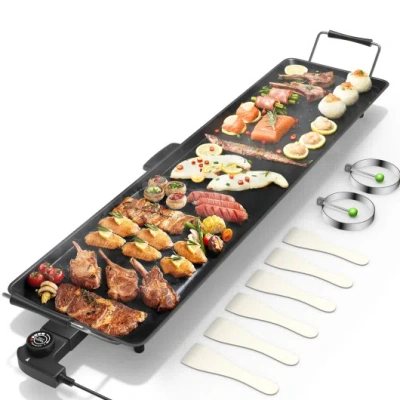 Costway 35 Inch  Electric Griddle Teppanyaki Grill With Adjustable Temperature In Black