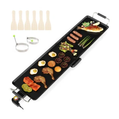 Costway 35 Inch Large Electric Griddle Nonstick Bbq Grill With Adjustable Temperature-m In Black