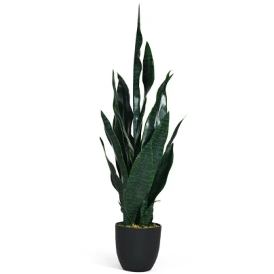 Costway 35.5 Inch Indoor-outdoor Artificial Fake Snake Plant In Green