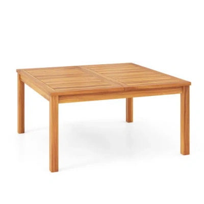 Costway 35.5 Inches Patio Solid Acacia Wood Coffee Table Side Table In Brown