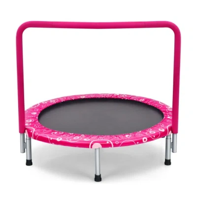 Costway 36 Inch Kids Trampoline Mini Rebounder With Full Covered Handrail-pink In Multi