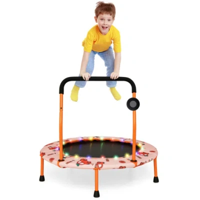 Costway 36 Inch Mini Trampoline With Colorful Led Lights And Bluetooth Speaker-orange In Multi