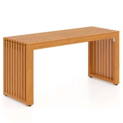 Costway 36 Inch Patio Bench All-slat Acacia Wood Loveseat In Brown