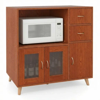 Costway 36 Inch Sideboard Buffet Cabinet With Open Compartment-brown In Multi