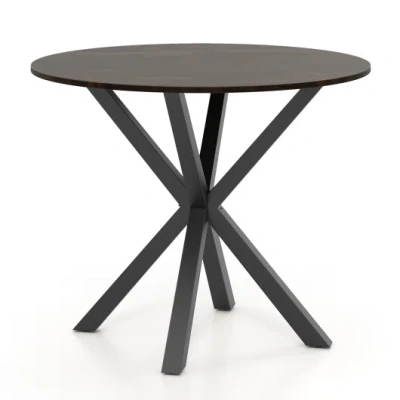 Costway 36 Inch Wood Dining Table With Intersecting Pedestal Base For 2-4 People-brown In Black