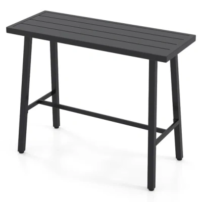 Costway 36 Inches Patio Counter Height Bar Table With Adjustable Foot Pads In Black