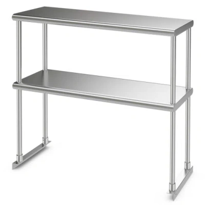 Costway 36 X 12 Inch Kitchen Stainless Steel Overshelf With Adjustable Lower Shelf In Multi