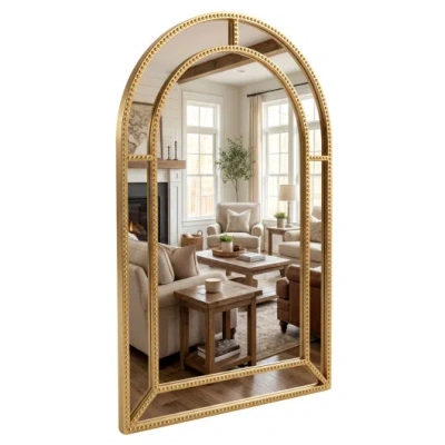 Costway 36 X 24 Inch Decorative Mirror With Beaded Frame For Living Room-gold In Multi