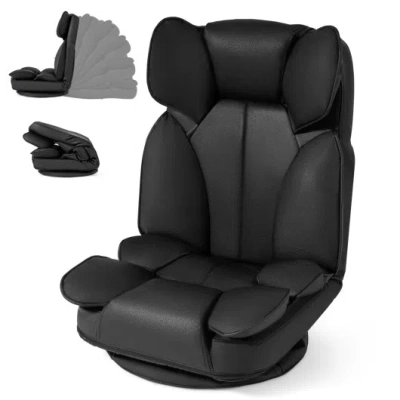 Costway 360 Degree Swivel Floor Gaming Chair With 6-position Adjustable Backrest And Sponge Filling-black