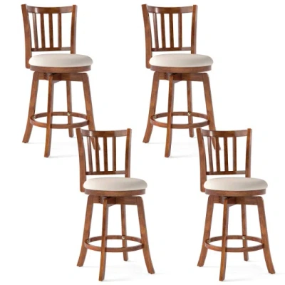 Costway 360° Rotating Counter Height Chairs Set Of 4 With Backrest And Upholstered Seat-24 Inches In Multi