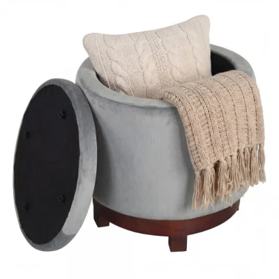 Costway 360° Swivel Velvet Foot Rest With Hidden Storage For Living Room-gray In Blue
