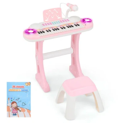 Costway 37-key Kids Electronic Piano Keyboard Playset-pink In Multi