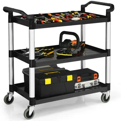Costway 38.5'' H X 40.5'' W Utility Cart With Wheels In Black