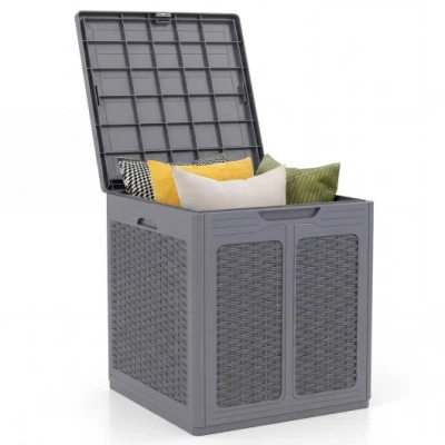 Costway 39 Gallon Deck Box With Lockable Lid Package Delivery Box For Patio Furniture Cushions-gray