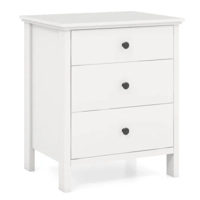 Costway 3-drawer Wooden Nightstand Modern Bedside Table-white