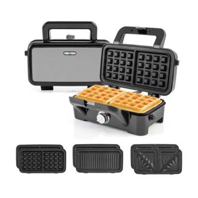 Costway 3-in-1 1082w Sandwich Maker With Removable Non-stick Plates-black