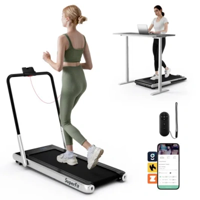 Costway 3-in-1 3hp Folding Treadmill With Smart Apps Remote Control And Speakers-silver In Multi