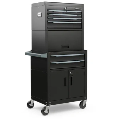 Costway 3-in-1 6-drawer Rolling Tool Chest Storage Cabinet With Universal Wheels And Hooks-black