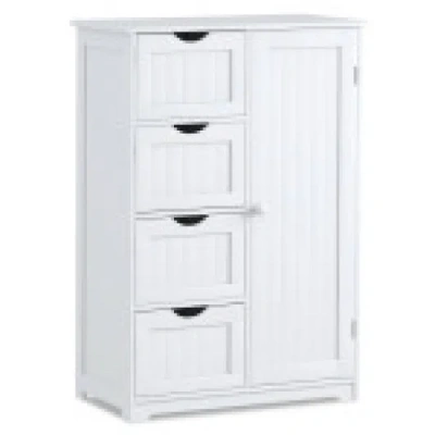 Costway 3-in-1 Bath & Storage Combo: Tall Cabinet, Shower Bench & Buffet Sideboard In White