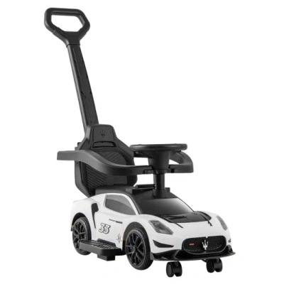 Costway 3-in-1 Ride On Push Car Maserati Licensed Sliding Car With Music-white In Black