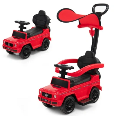Costway 3-in-1 Ride On Push Car Mercedes Benz G350 Stroller Sliding Car With Canopy-red In Multi