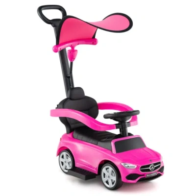 Costway 3-in-1 Ride On Push Car Mercedes-benz Licensed Sliding Car With Canopy-pink