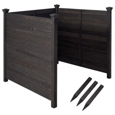 Costway 3-panel Outdoor Privacy Air Conditioner Fence For Outside-black