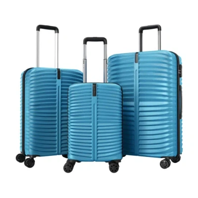 Costway 3-piece 20/24/28 Inch Lightweight Hardside Luggage Set With 8-spinner Wheels-blue In Multi
