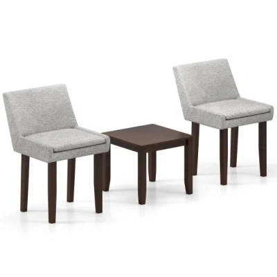 Costway 3-piece Accent Table And Chair Set For Kitchen And Living Room-brown & Gray