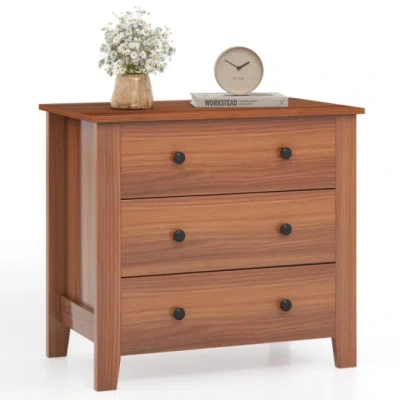 Costway 3-piece Bedroom Bundle: Bedside Table With 3 Drawers+modern Accent Chair+convertible Folding Futon S In Brown