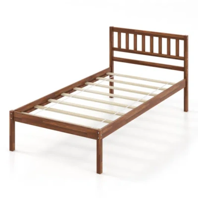 Costway 3-piece Bedroom Bundle: Twin Size Wood Bed Frame + Dining Bench 2/3 Person Entryway Shoe Bench + Rat In Multi