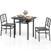 Costway 3-piece Dining Table Set With Rectangular Kitchen Table And 2 Chairs-gray In Black