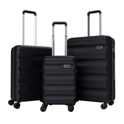 Costway 3-piece Hardside Luggage Set 20/24/28 Inch Lightweight Hardside Suitcases-black