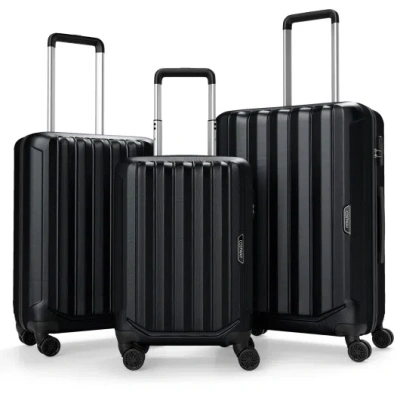 Costway 3-piece Hardside Luggage Set (20/24/28 Inch) Lightweight With 3-digital Lock-black