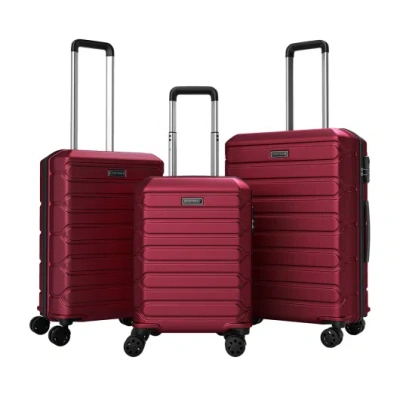 Costway 3-piece Hardside Luggage Set Lightweight Hardside Suitcases With 8-spinner Wheels-red In Pink