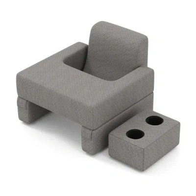 Costway 3-piece Reading Pillow Set Extra Large Lap Desk With Coaster-gray