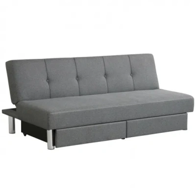 Costway 3-seat Convertible Sofa Bed With 2 Large Drawers And 3 Adjustable Angles In Gray