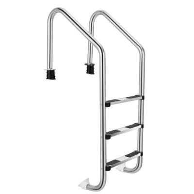 Costway 3-step Stainless Steel Swimming Pool Ladder With Anti-slip Step In Gray