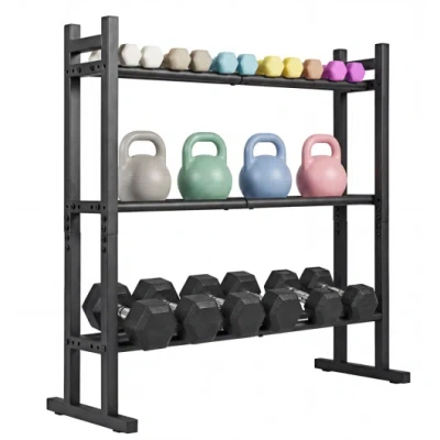 Costway 3-tier Dumbbell Rack 529lb Capacity Heavy-duty Adjustable Weight Rack Stand-black In Multi