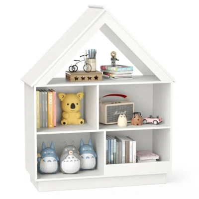 Costway 3-tier House-shaped Toy Storage Organizer With Open Shelves-white