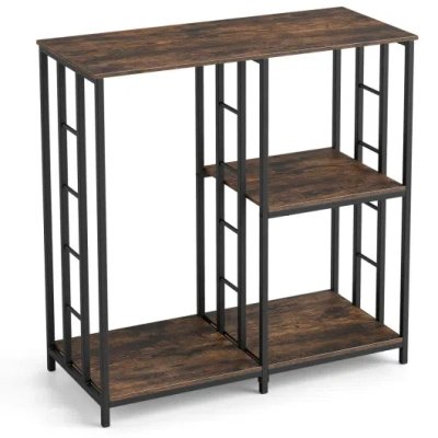 Costway 3-tier Kitchen Baker's Rack With Open Shelves For Microwave And Oven-rustic Brown