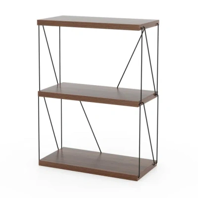 Costway 3-tier Multipurpose Display Rack With Metal Frame In Brown