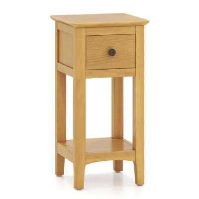 Costway 3-tier Nightstand With Drawer And Open Storage Shelf-natural In Brown