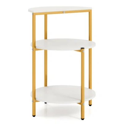 Costway 3-tier Round End Table For Small Space And Bedroom Room-set Of 1 In Multi