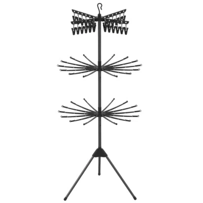 Costway 3-tier Tripod Freestanding Folding Clothes Drying Rack With 24 Clips-black