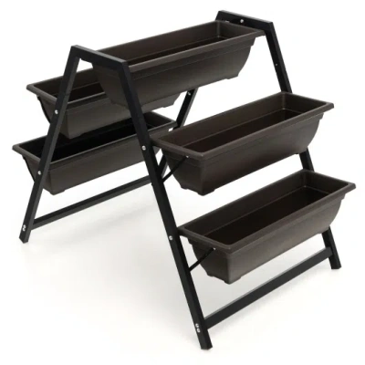Costway 3-tier Vertical Raised Garden Bed With 5 Plant Boxes In Black
