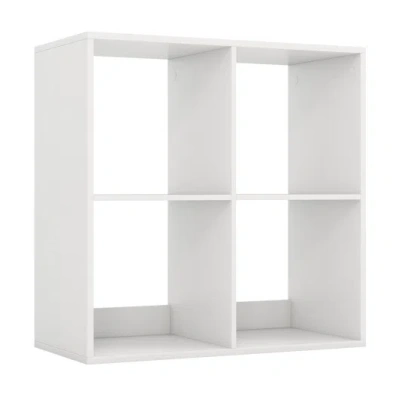 Costway 4 Cube Bookshelf With Back Guardrail For Living Room Bedroom-white