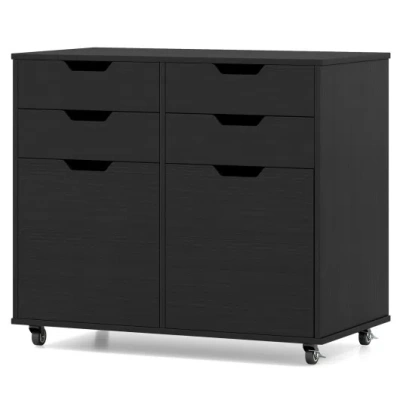Costway 4 Drawer File Cabinet With Wheels For Home Office Organization-black