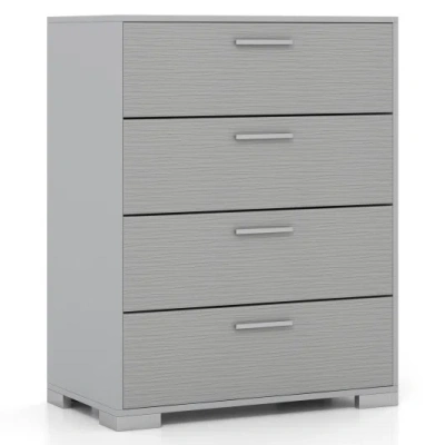 Costway 4 Drawer Storage Cabinet With Metal Legs Handles With Anti-toppling Devices-gray