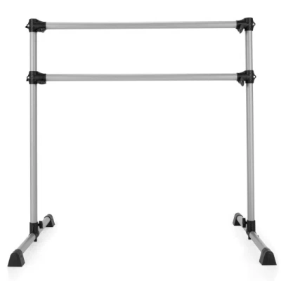 Costway 4 Feet Double Ballet Barre Bar With Adjustable Height-silver In Gray